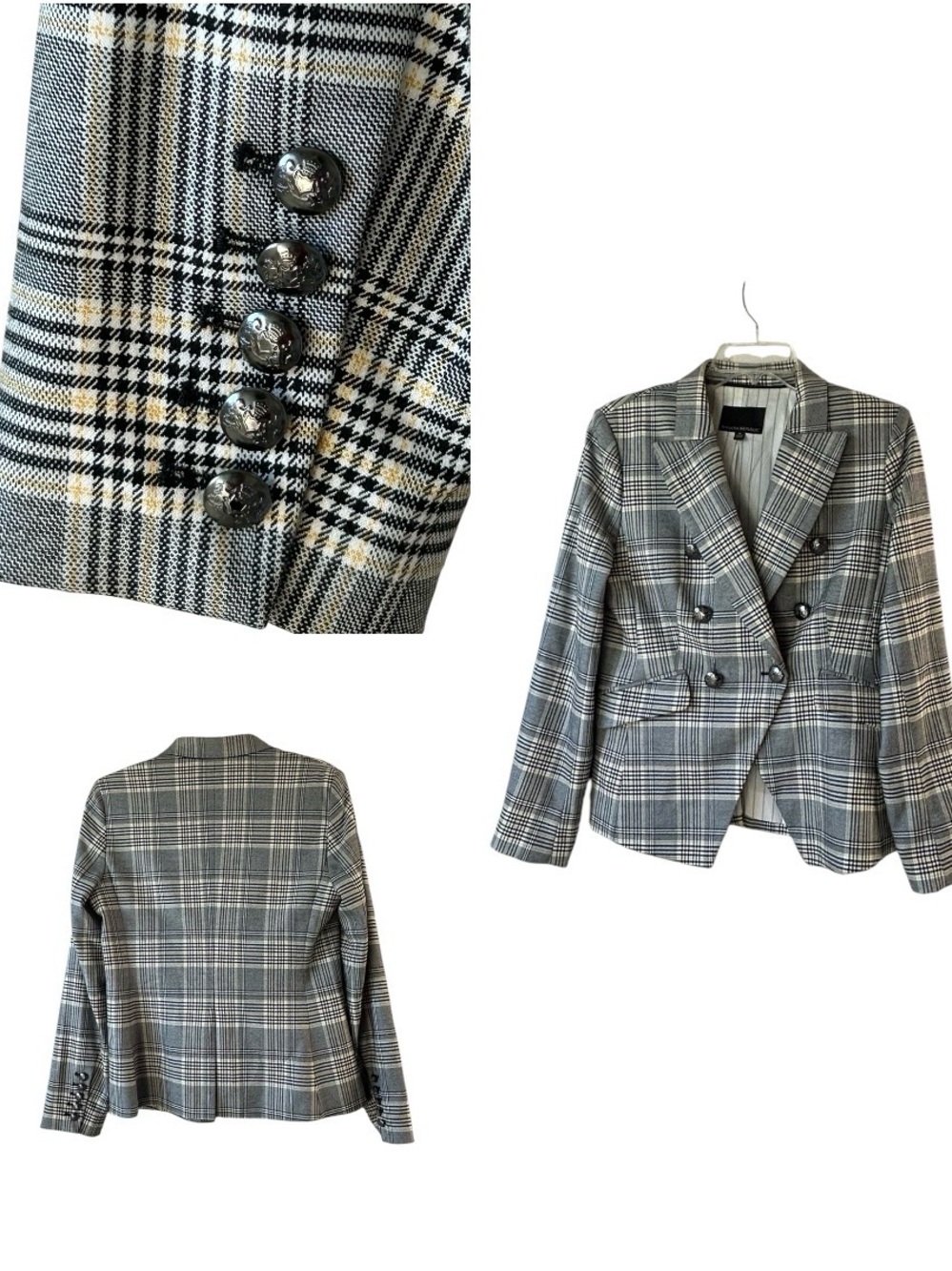 Banana Republic double breasted plaid blazer